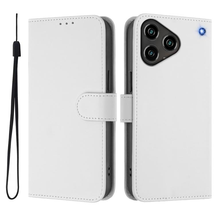 For ZTE Blade A76 4G Skin Feel Solid Color Leather Phone Case with Lanyard