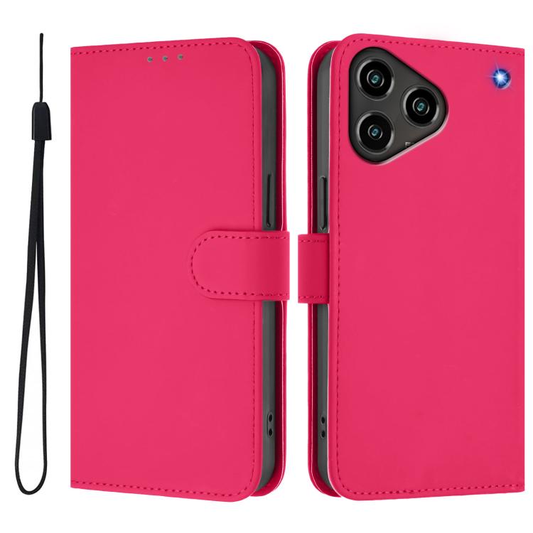 For ZTE Blade A76 4G Skin Feel Solid Color Leather Phone Case with Lanyard