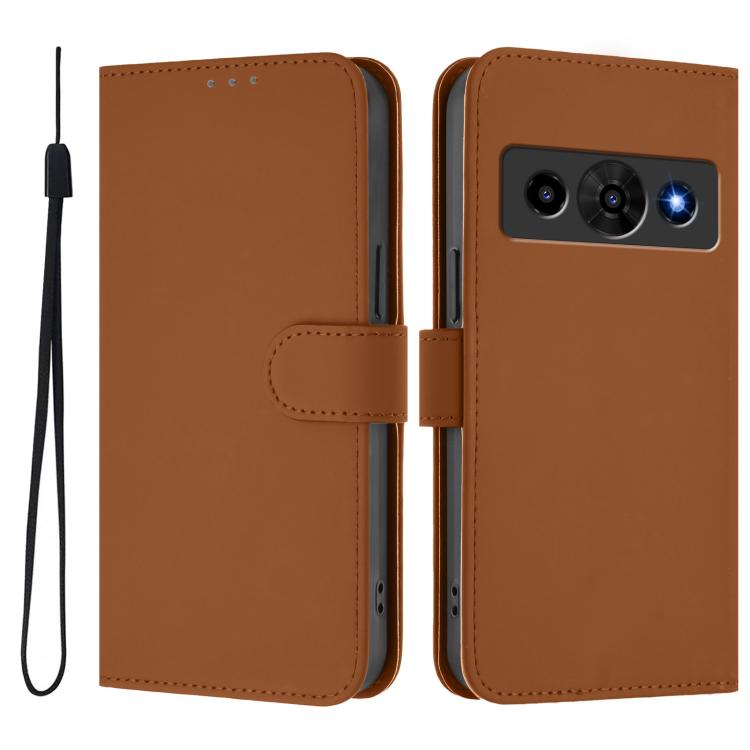 For ZTE Nubia P7 Pro 5G/Optus X Value 5G Skin Feel Solid Color Leather Phone Case with Lanyard