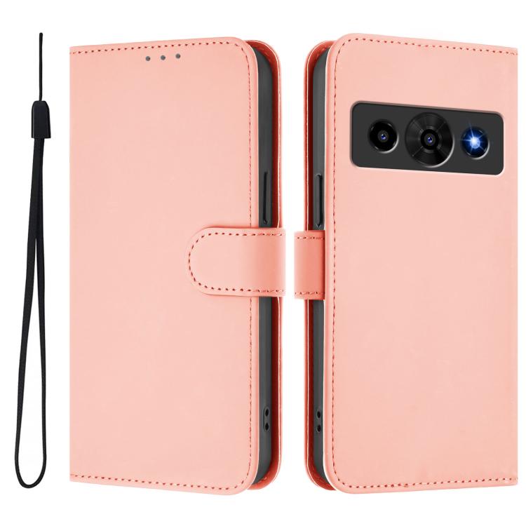 For ZTE Nubia P7 Pro 5G/Optus X Value 5G Skin Feel Solid Color Leather Phone Case with Lanyard