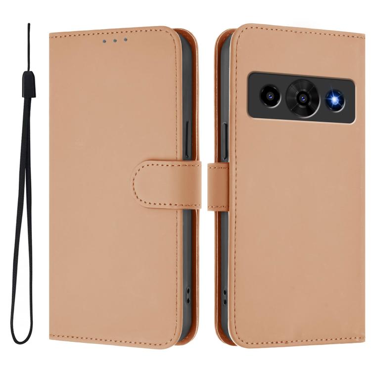 For ZTE Nubia P7 Pro 5G/Optus X Value 5G Skin Feel Solid Color Leather Phone Case with Lanyard