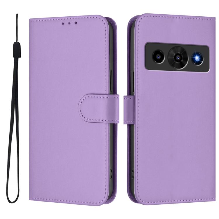 For ZTE Nubia P7 Pro 5G/Optus X Value 5G Skin Feel Solid Color Leather Phone Case with Lanyard