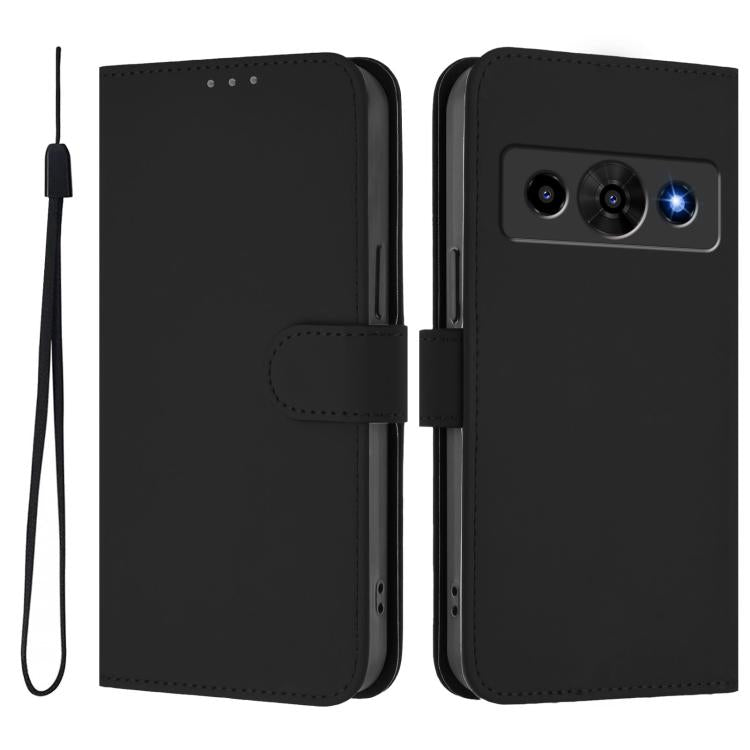 For ZTE Nubia P7 Pro 5G/Optus X Value 5G Skin Feel Solid Color Leather Phone Case with Lanyard