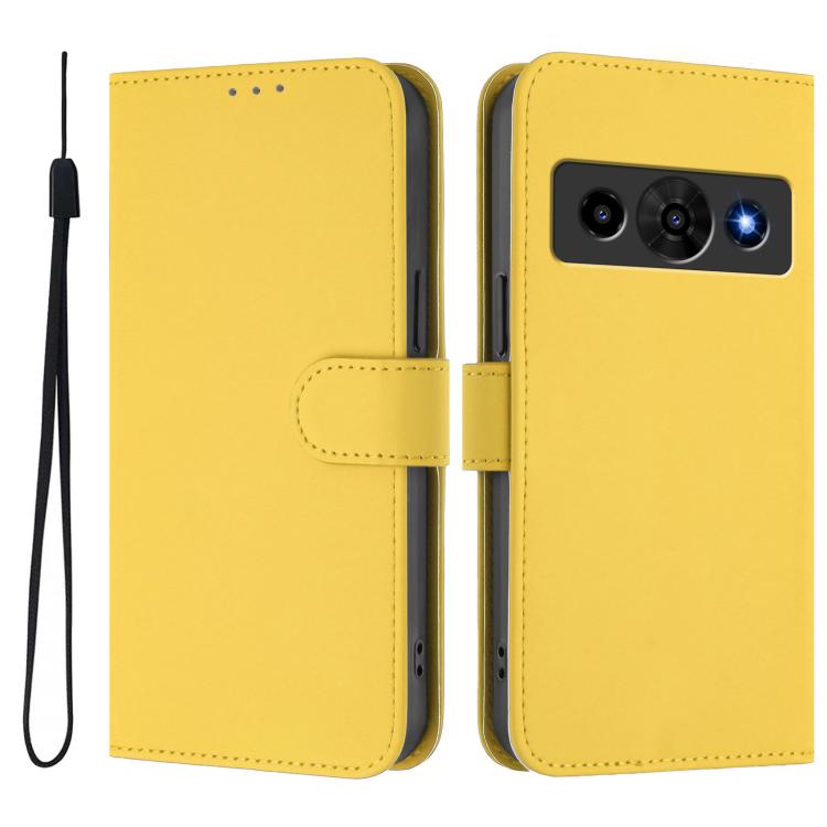 For ZTE Nubia P7 Pro 5G/Optus X Value 5G Skin Feel Solid Color Leather Phone Case with Lanyard