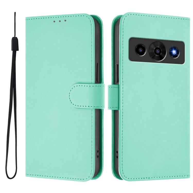 For ZTE Nubia P7 Pro 5G/Optus X Value 5G Skin Feel Solid Color Leather Phone Case with Lanyard