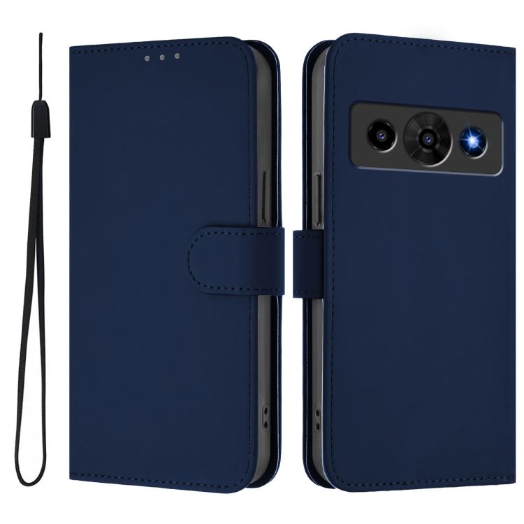For ZTE Nubia P7 Pro 5G/Optus X Value 5G Skin Feel Solid Color Leather Phone Case with Lanyard