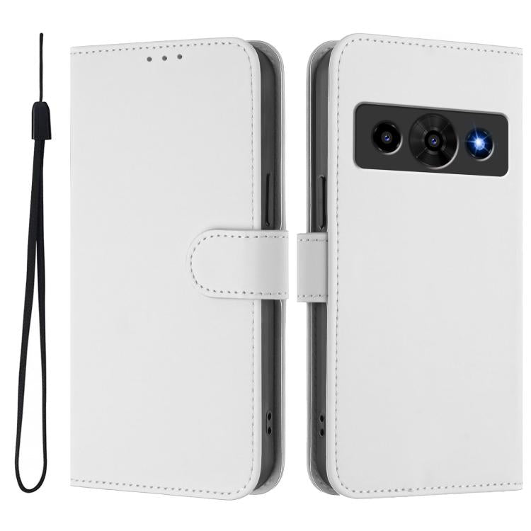 For ZTE Nubia P7 Pro 5G/Optus X Value 5G Skin Feel Solid Color Leather Phone Case with Lanyard