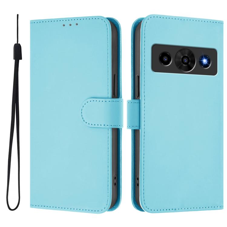For ZTE Nubia P7 Pro 5G/Optus X Value 5G Skin Feel Solid Color Leather Phone Case with Lanyard