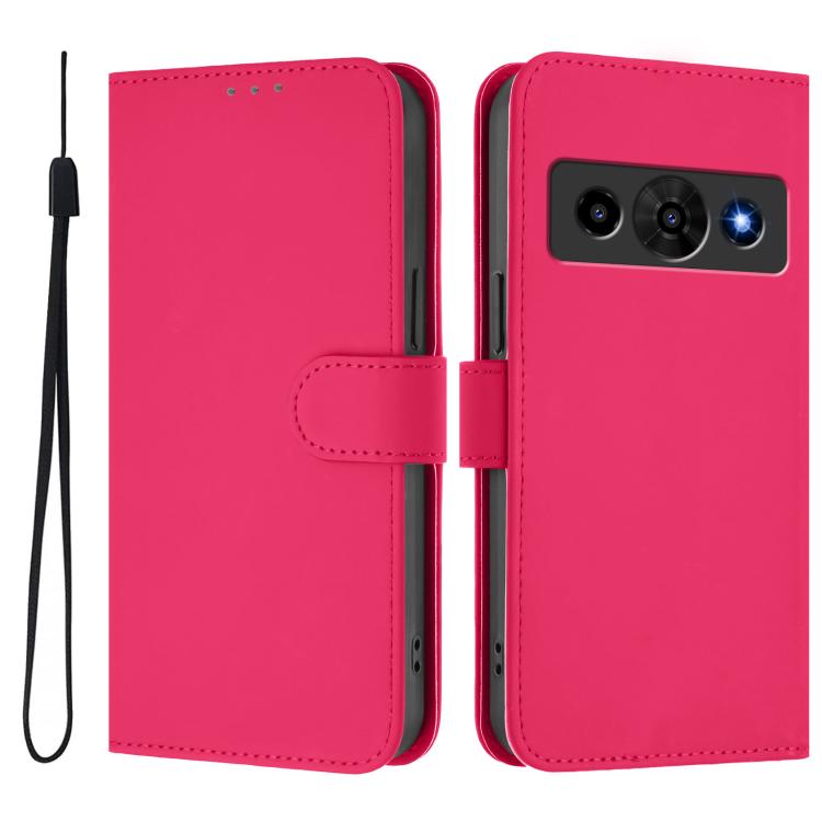 For ZTE Nubia P7 Pro 5G/Optus X Value 5G Skin Feel Solid Color Leather Phone Case with Lanyard