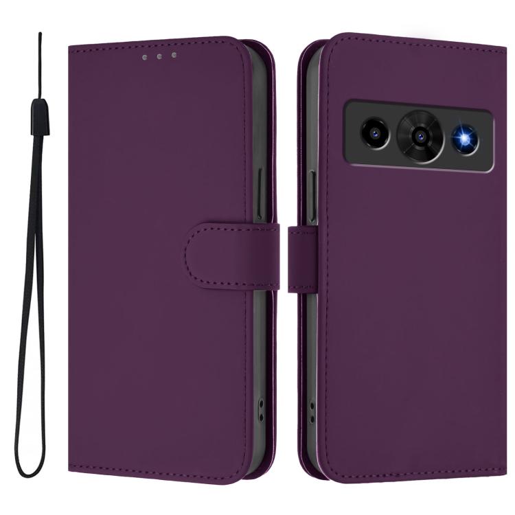 For ZTE Nubia P7 Pro 5G/Optus X Value 5G Skin Feel Solid Color Leather Phone Case with Lanyard