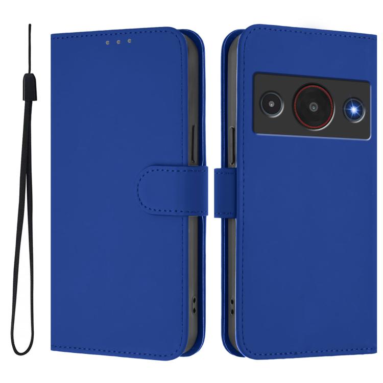 For ZTE Blade A75 Pro/Telstra T-Elite 5G Skin Feel Solid Color Leather Phone Case with Lanyard