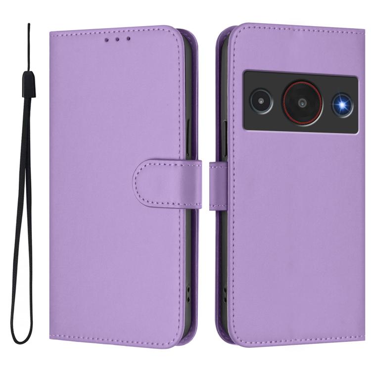 For ZTE Blade A75 Pro/Telstra T-Elite 5G Skin Feel Solid Color Leather Phone Case with Lanyard