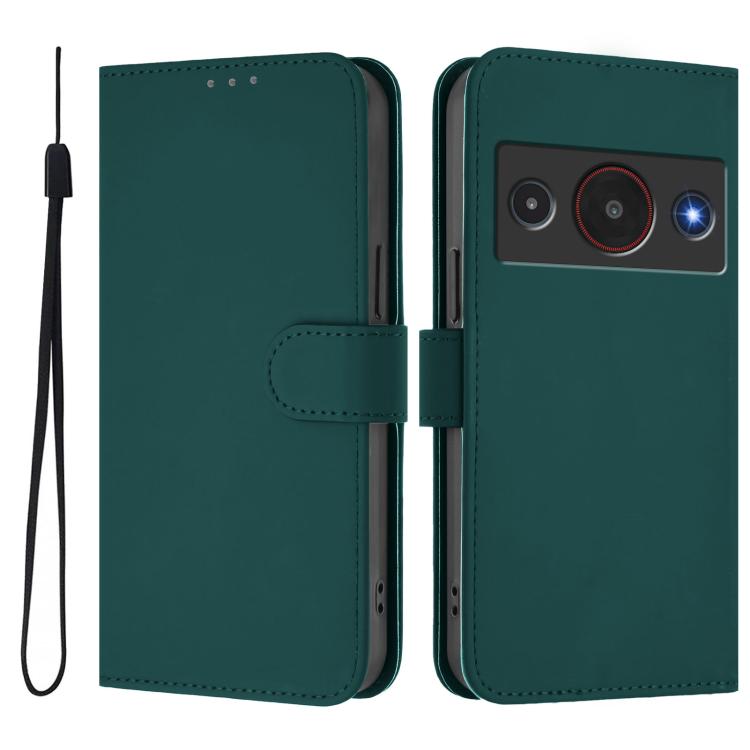For ZTE Blade A75 Pro/Telstra T-Elite 5G Skin Feel Solid Color Leather Phone Case with Lanyard