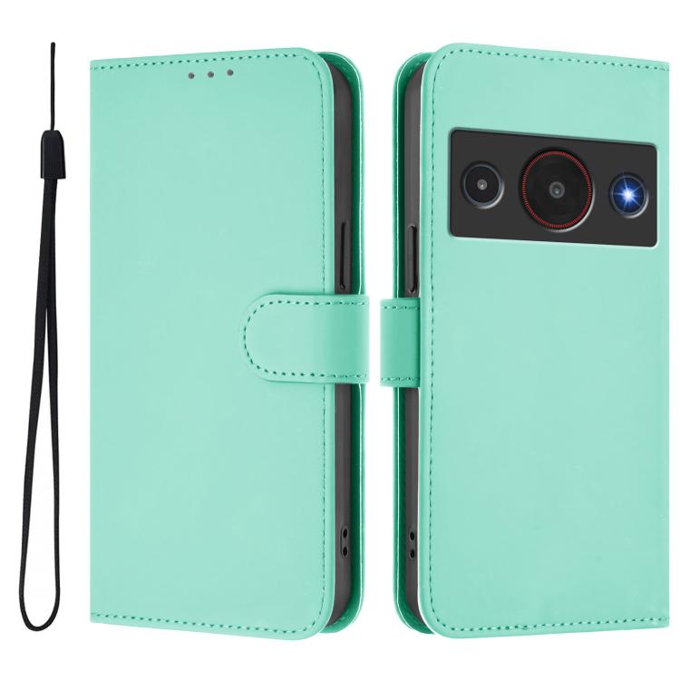 For ZTE Blade A75 Pro/Telstra T-Elite 5G Skin Feel Solid Color Leather Phone Case with Lanyard