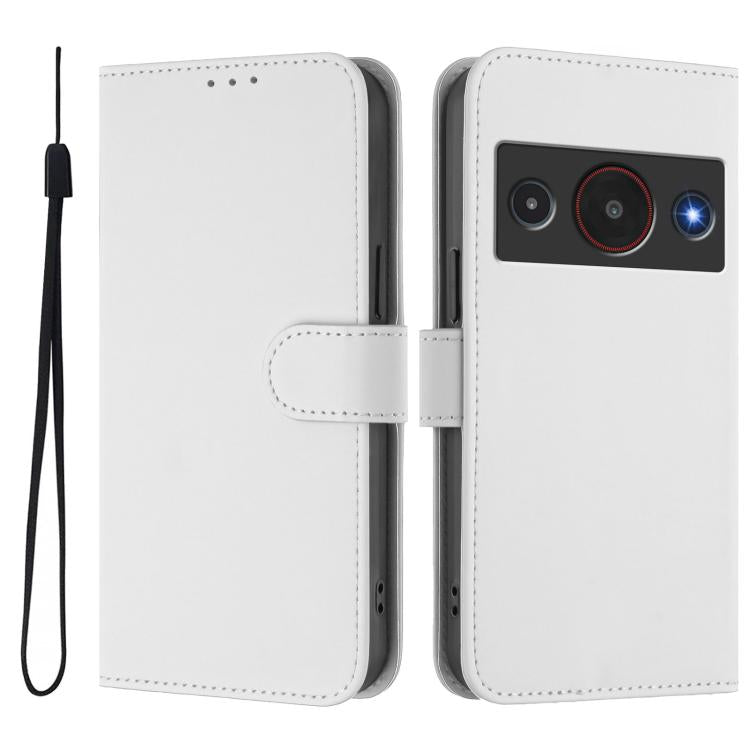 For ZTE Blade A75 Pro/Telstra T-Elite 5G Skin Feel Solid Color Leather Phone Case with Lanyard