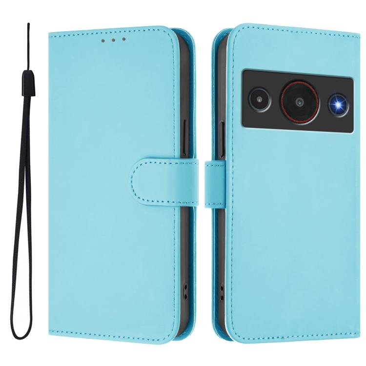 For ZTE Blade A75 Pro/Telstra T-Elite 5G Skin Feel Solid Color Leather Phone Case with Lanyard
