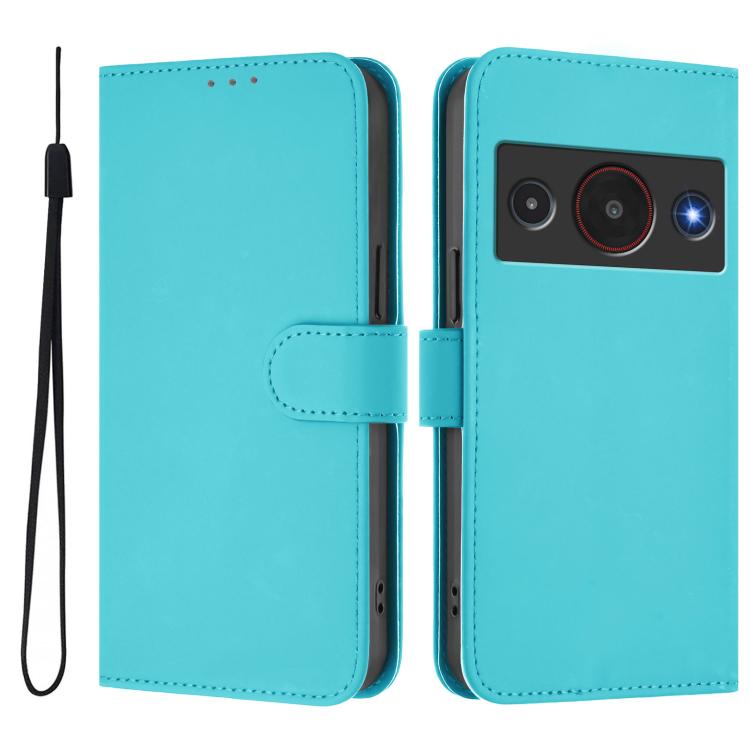 For ZTE Blade A75 Pro/Telstra T-Elite 5G Skin Feel Solid Color Leather Phone Case with Lanyard