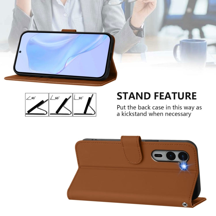 For Fujitsu Arrows We2 Plus / F-51E-51E Skin Feel Solid Color Leather Phone Case with Lanyard
