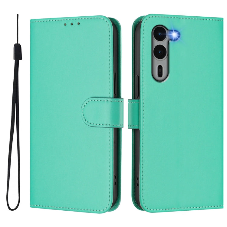 For Fujitsu Arrows We2 Plus / F-51E-51E Skin Feel Solid Color Leather Phone Case with Lanyard
