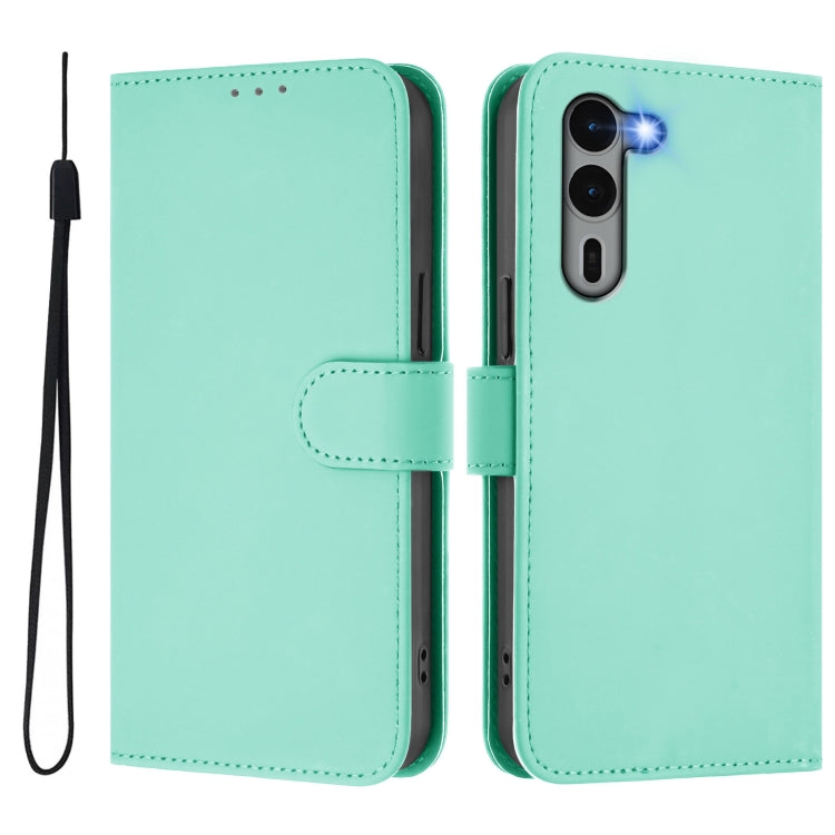 For Fujitsu Arrows We2 Plus / F-51E-51E Skin Feel Solid Color Leather Phone Case with Lanyard