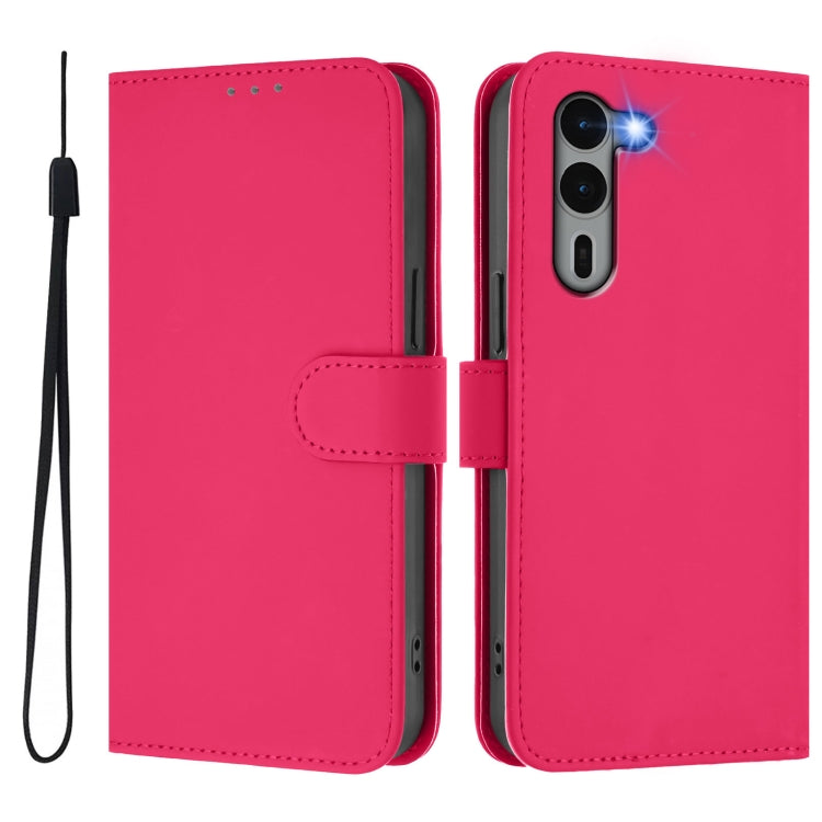 For Fujitsu Arrows We2 Plus / F-51E-51E Skin Feel Solid Color Leather Phone Case with Lanyard