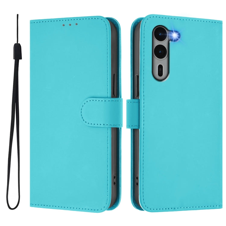 For Fujitsu Arrows We2 Plus / F-51E-51E Skin Feel Solid Color Leather Phone Case with Lanyard