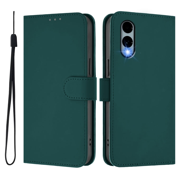 For Fujitsu Arrows We2 / F-52E Skin Feel Solid Color Leather Phone Case with Lanyard