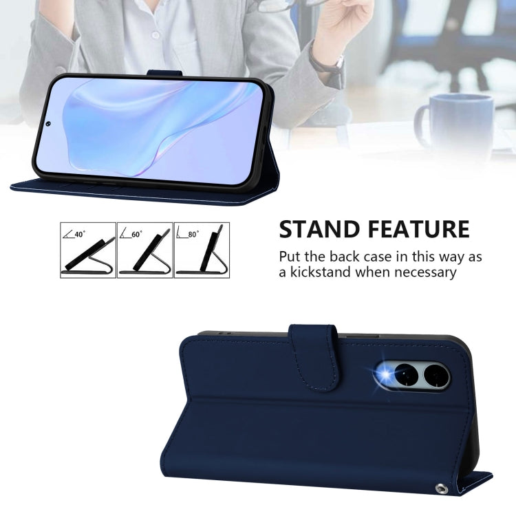 For Fujitsu Arrows We2 / F-52E Skin Feel Solid Color Leather Phone Case with Lanyard