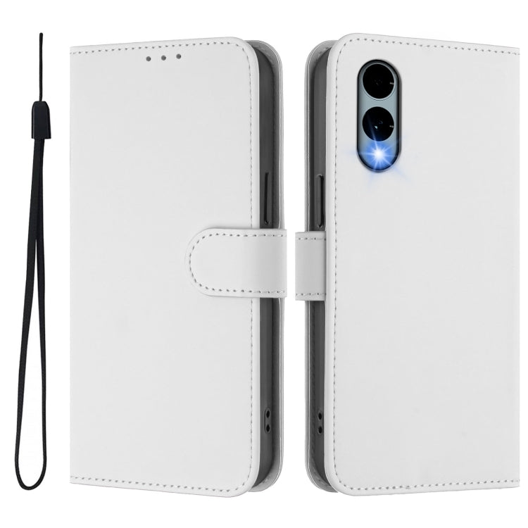 For Fujitsu Arrows We2 / F-52E Skin Feel Solid Color Leather Phone Case with Lanyard