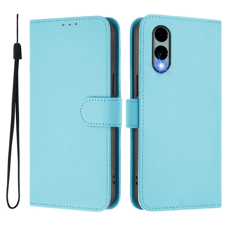 For Fujitsu Arrows We2 / F-52E Skin Feel Solid Color Leather Phone Case with Lanyard