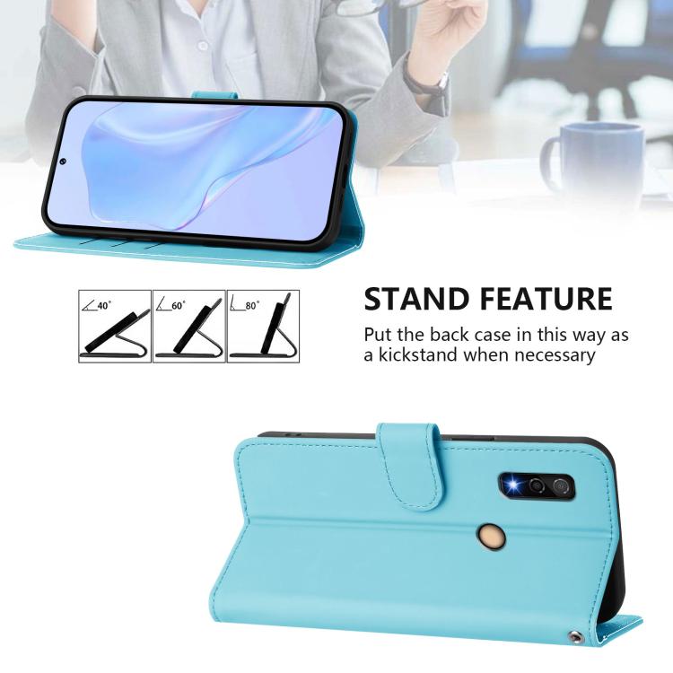 For Fujitsu Arrows We3 Skin Feel Solid Color Leather Phone Case with Lanyard
