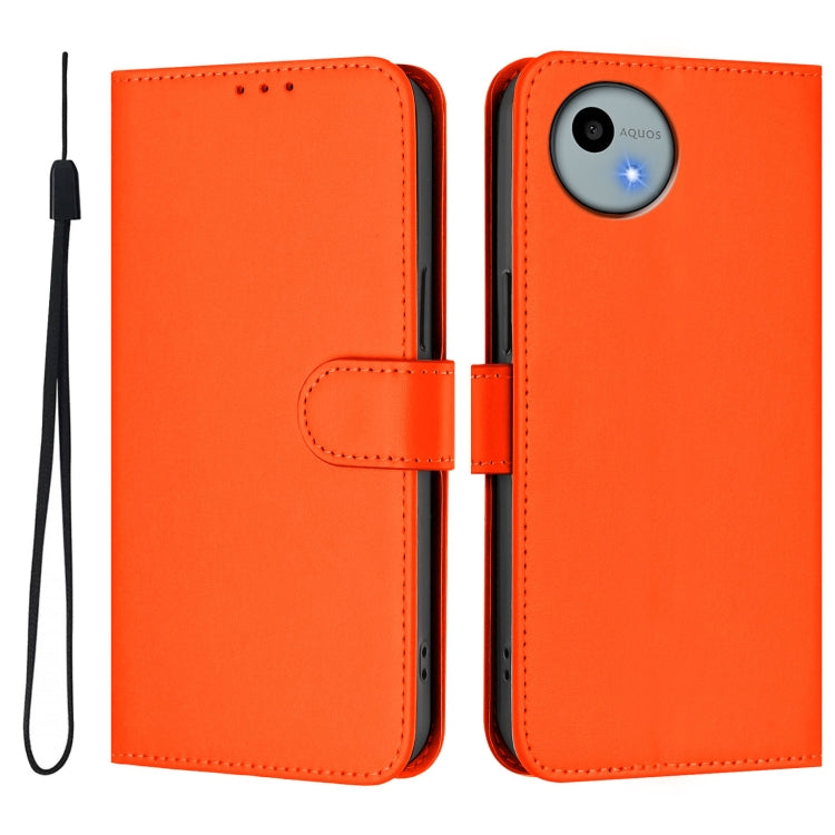 For Sharp Aquos Wish4/SH-52E Skin Feel Solid Color Leather Phone Case with Lanyard