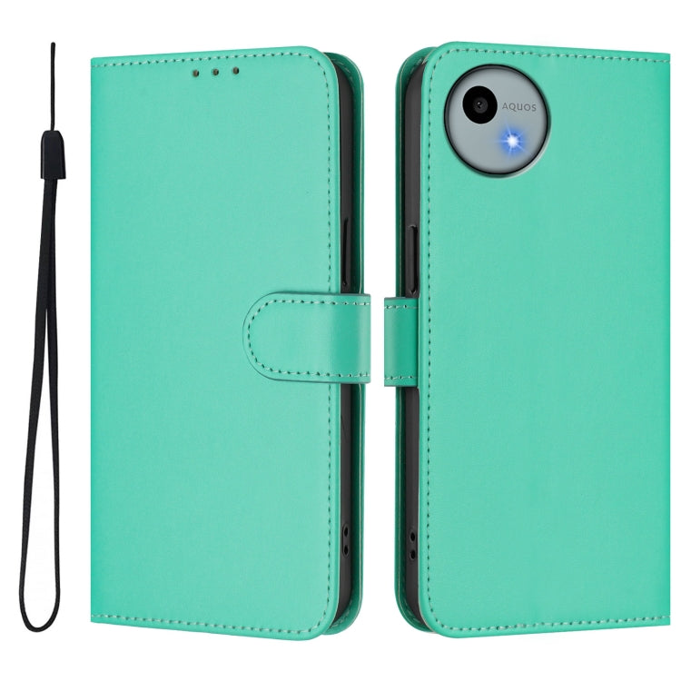 For Sharp Aquos Wish4/SH-52E Skin Feel Solid Color Leather Phone Case with Lanyard