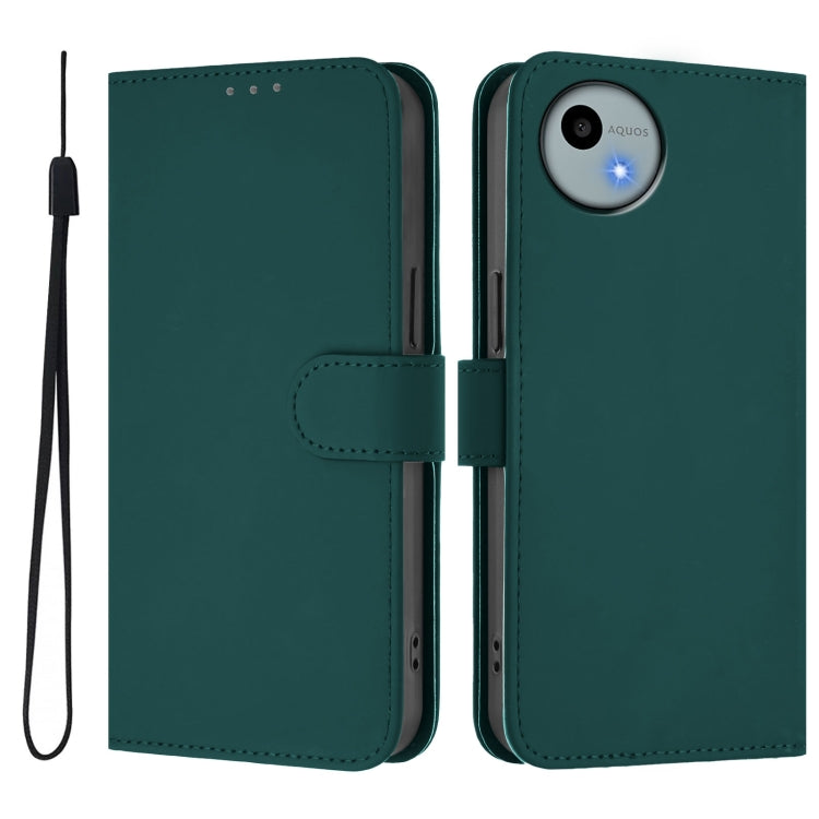 For Sharp Aquos Wish4/SH-52E Skin Feel Solid Color Leather Phone Case with Lanyard