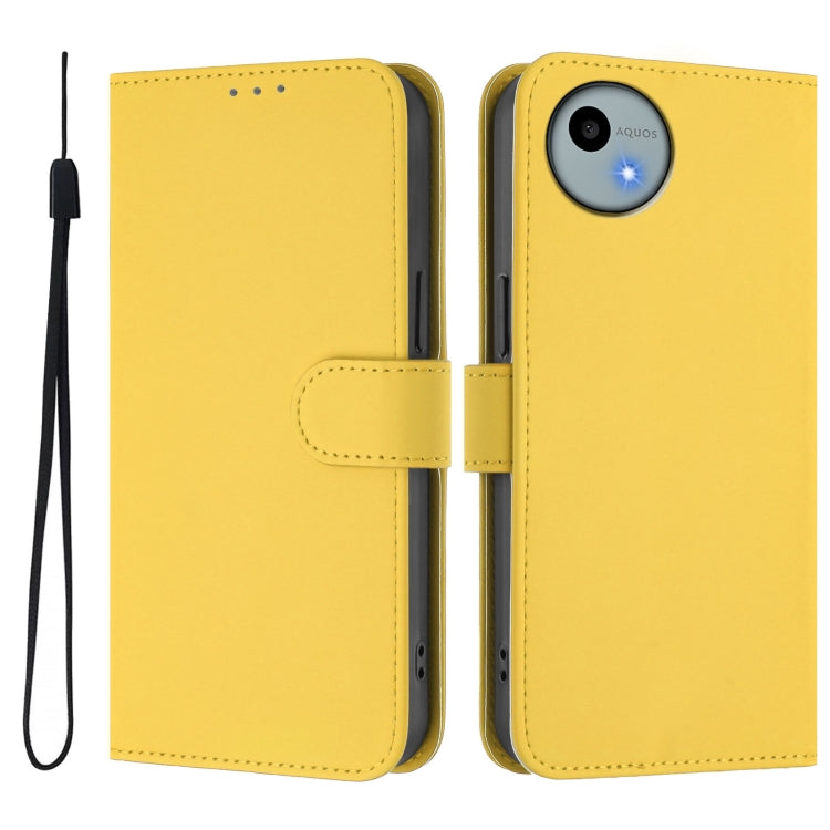 For Sharp Aquos Wish4/SH-52E Skin Feel Solid Color Leather Phone Case with Lanyard
