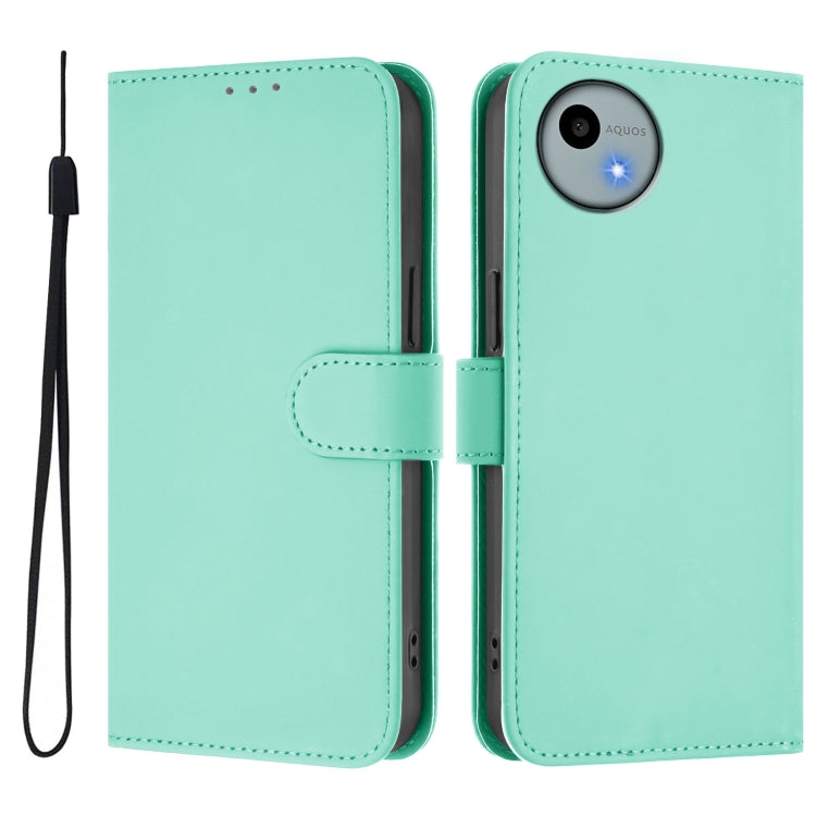 For Sharp Aquos Wish4/SH-52E Skin Feel Solid Color Leather Phone Case with Lanyard
