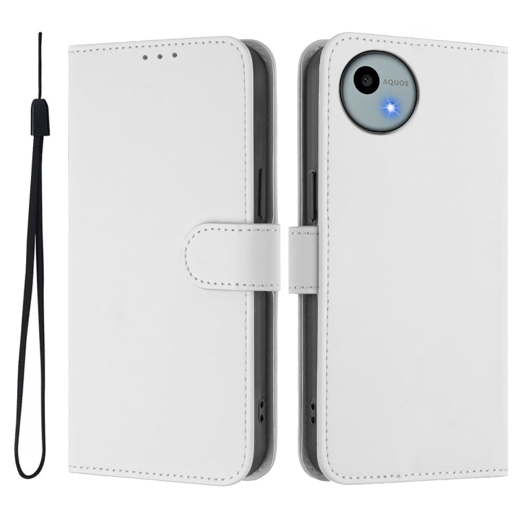 For Sharp Aquos Wish4/SH-52E Skin Feel Solid Color Leather Phone Case with Lanyard