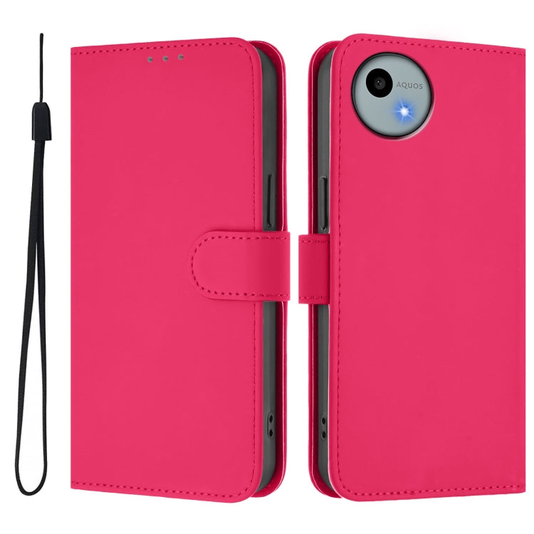 For Sharp Aquos Wish4/SH-52E Skin Feel Solid Color Leather Phone Case with Lanyard