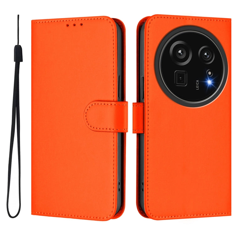 For Sharp Aquos R9 Pro SH-54E Skin Feel Solid Color Leather Phone Case with Lanyard