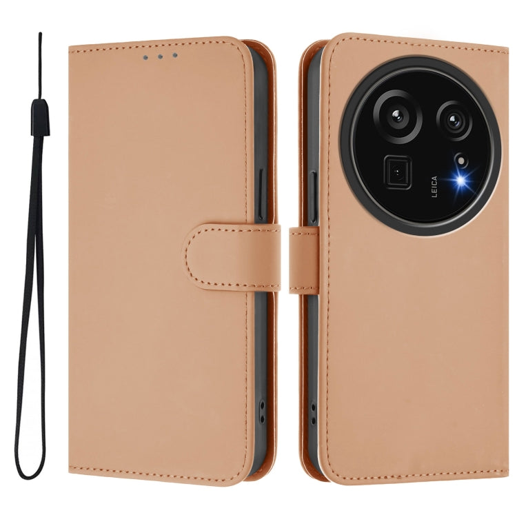 For Sharp Aquos R9 Pro SH-54E Skin Feel Solid Color Leather Phone Case with Lanyard