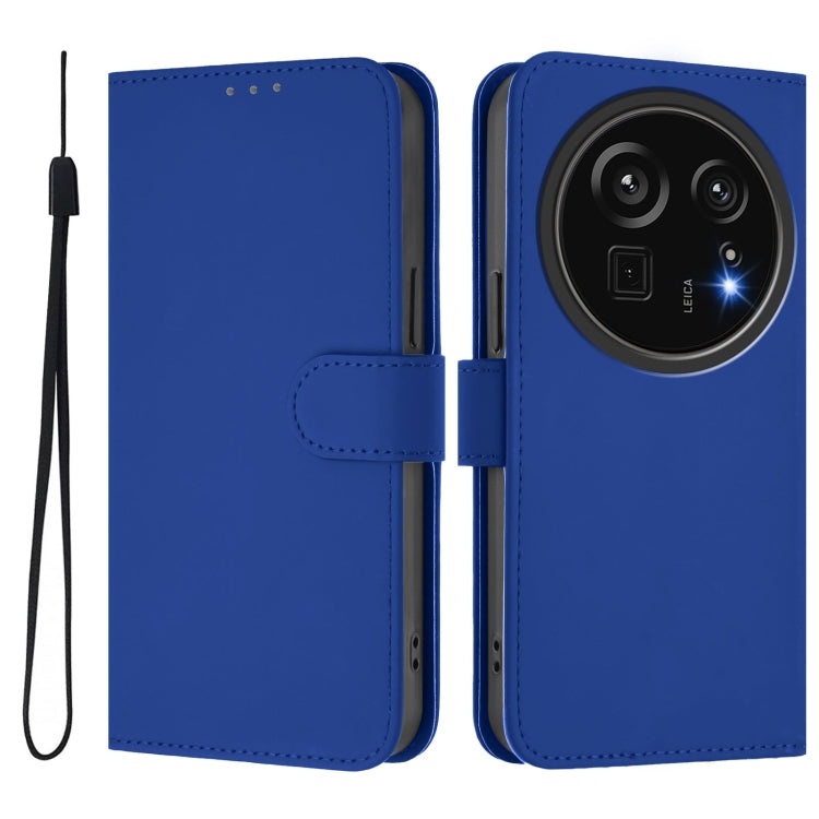 For Sharp Aquos R9 Pro SH-54E Skin Feel Solid Color Leather Phone Case with Lanyard