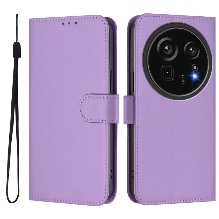 For Sharp Aquos R9 Pro SH-54E Skin Feel Solid Color Leather Phone Case with Lanyard