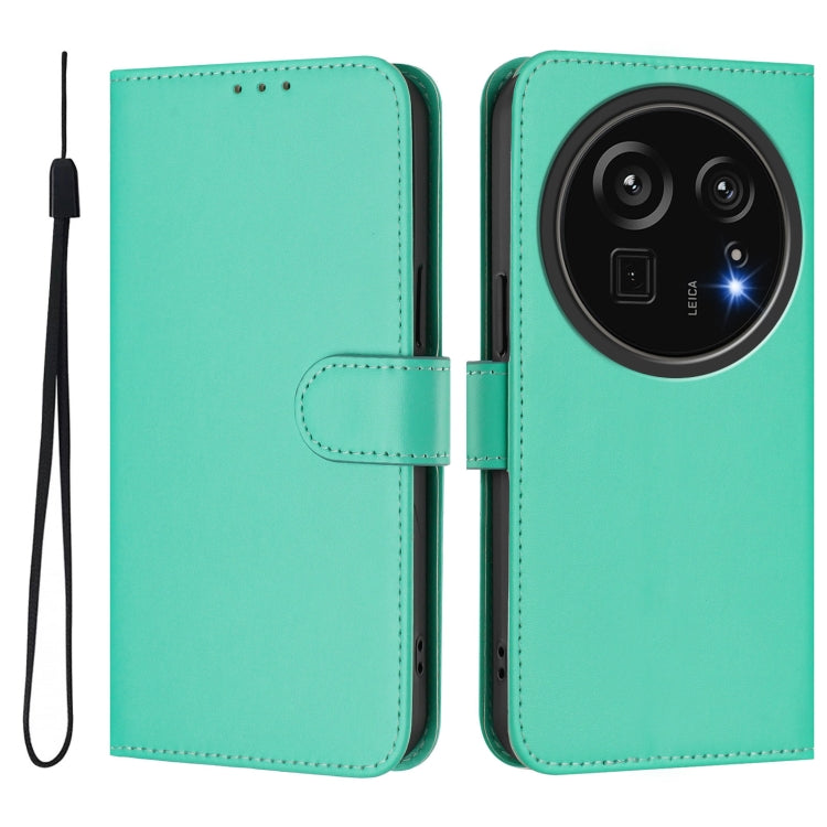 For Sharp Aquos R9 Pro SH-54E Skin Feel Solid Color Leather Phone Case with Lanyard