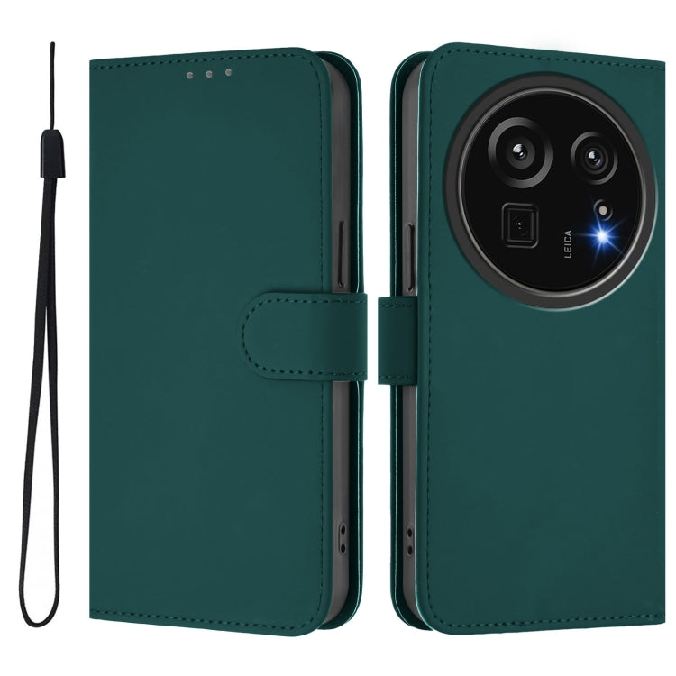 For Sharp Aquos R9 Pro SH-54E Skin Feel Solid Color Leather Phone Case with Lanyard