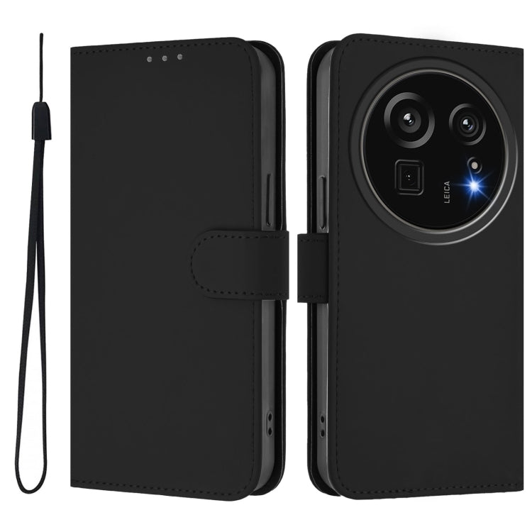 For Sharp Aquos R9 Pro SH-54E Skin Feel Solid Color Leather Phone Case with Lanyard