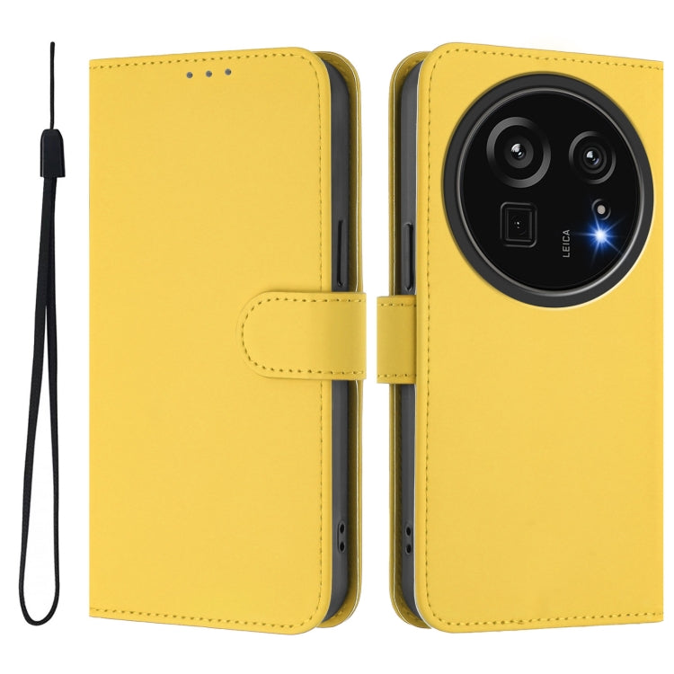For Sharp Aquos R9 Pro SH-54E Skin Feel Solid Color Leather Phone Case with Lanyard