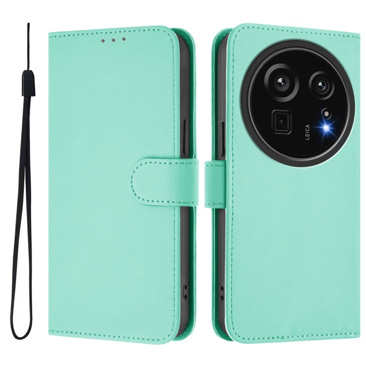 For Sharp Aquos R9 Pro SH-54E Skin Feel Solid Color Leather Phone Case with Lanyard
