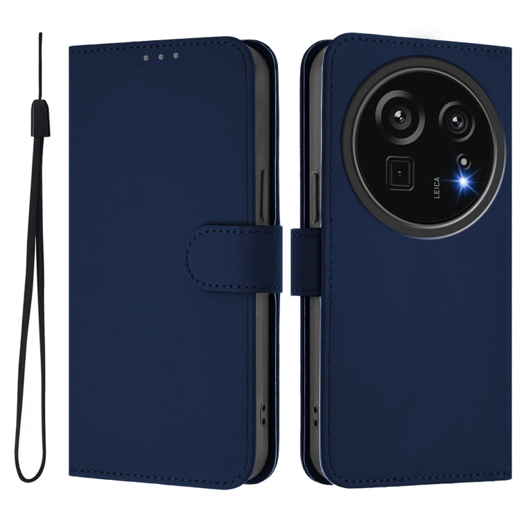 For Sharp Aquos R9 Pro SH-54E Skin Feel Solid Color Leather Phone Case with Lanyard