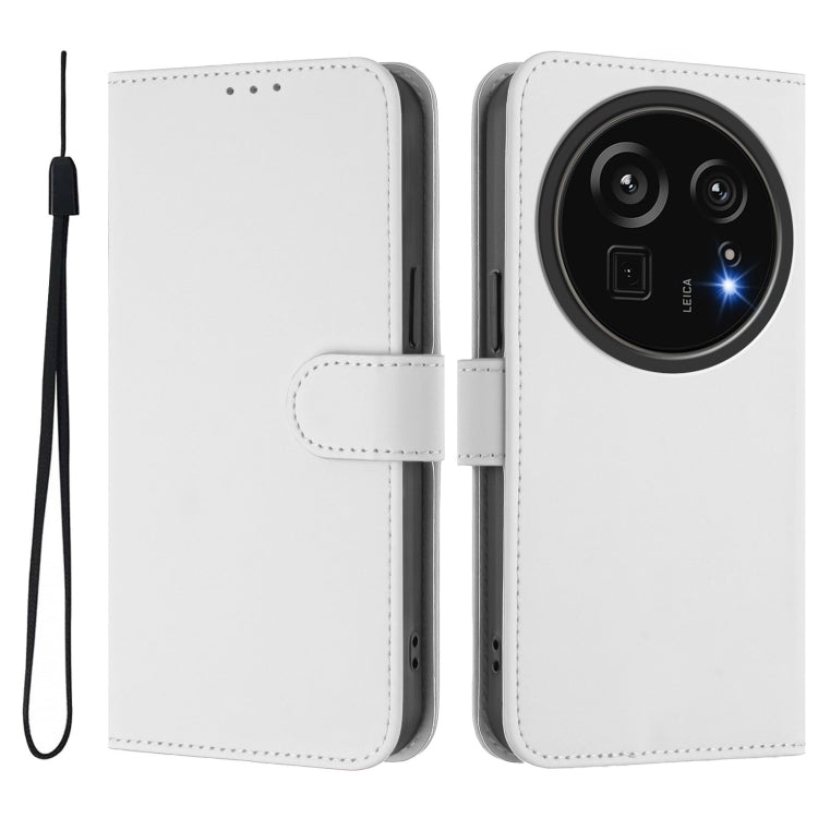 For Sharp Aquos R9 Pro SH-54E Skin Feel Solid Color Leather Phone Case with Lanyard