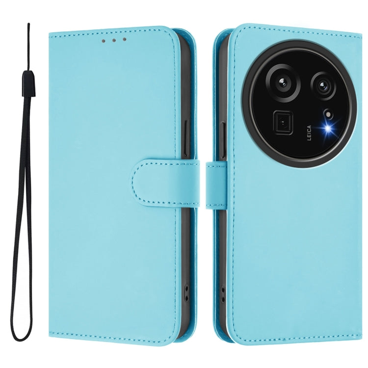 For Sharp Aquos R9 Pro SH-54E Skin Feel Solid Color Leather Phone Case with Lanyard